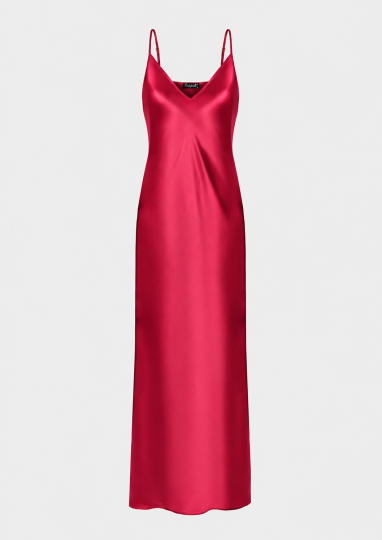 ROSE długa jedwabna sukienka bieliźniana slip dress w kolorze malinowym